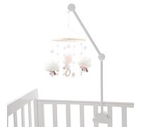 Bras mobile pour lit bébé Bras mobile pour berceau de bébé 27, 17 pouces Conception de nuage en bois Support réglable détachable Mignon lit Cloche Carillons éoliens Support suspens