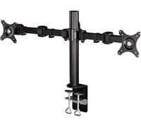 Hama Bras pour écran FULLMOTION (pivotant à 360 °, 3 charnières, réglable en hauteur, pour 2 écrans de 10" à 26", VESA jusqu'à 100 x 100, 10 kg, ergonomique, 2 bras/extension) Noir