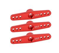 Bras Servo en Métal 25T, 3 Pièces/Ensemble Corne de Bras Servo en Aluminium RC avec Usinage CNC 1/10 Pièce de Mise à Niveau de Voiture RC(Rouge)