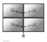 Neomounts Support de bureau FPMA-D935D4 – Kit 4 écrans 10-27" VESA 75x75/100x100 Pince Argent