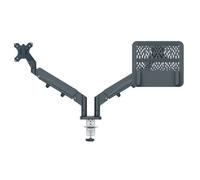 Bras support écran et ordinateur portable double Leitz Ergo à faible encombrement - gris foncé