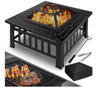 KESSER® Foyer avec Grille et Pince à grillade brasero, 3 en 1 Foyer Multifonction pour Chauffage/Barbecue, Jardin terrasse, brasero en métal avec Housse de Protection tisonnier Pare-étincelles