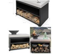 Brasero 3 en 1 - LIVOO - Ø44,5 cm - Barbecue sur desserte - Grille Ø41 cm - 4 roues avec freins