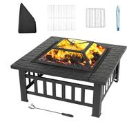 Brasero 3-en-1 Multifonctionnel | Panier À Feu avec Grille De Barbecue, Crochet À Feu & Housse De Protection, Bac À Feu pour Bois/Charbon, BBQ Fête Jardin Terrasse Extérieur