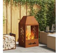 Brasero - 50x50x100 cm - Acier vieilli - Rectangulaire - Pour 4 personnes