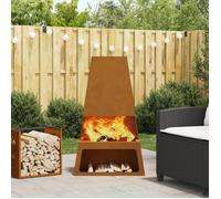 Brasero Vidaxl Avec Rangement Pour Bûches 60x35x100 Cm En Acier Weathering