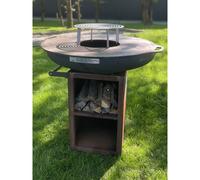 Brasero ø80cm sur meuble en corten