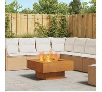 vidaXL Brasero 80 x 80 x 40 cm – Acier corten, carré, résistant aux intempéries