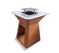 Brasero acier corten avec plancha carrée 85x85cm