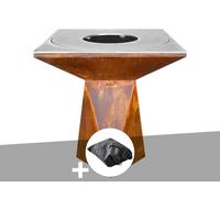 Brasero Artiss G1 Corten Plaque Acier Carbone + Housse De Protection Multicolore