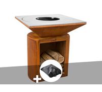 Brasero Artiss G2 Corten Plaque Acier Carbone + Housse De Protection Multicolore