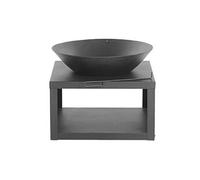 Braséro au charbon avec porte-bûches pour jardin ou terrasse