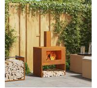 Brasero Vidaxl Avec Cheminée 60x40x96 Cm En Acier Weathering