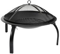 Brasero avec grille de barbecue - Brûleur à bois - Chauffage de jardin rond en forme de bol pour chauffage extérieur