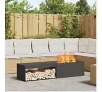 brasero avec rangement pour bûches Noir 160x45x35 cm Acier