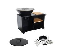Brasero barbecue Ø80cm, desserte avec espaces de rangement, couvercle et ustensiles