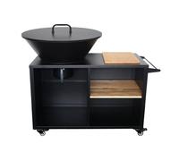 Brasero barbecue Ø80cm, desserte avec espaces de rangement et couvercle STROMBOLI