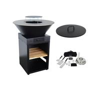 Brasero barbecue Ø81,5cm avec grille de cuisson, espace de rangement, couvercle et ustensiles