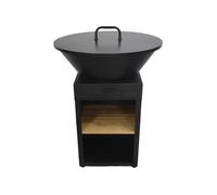 Brasero barbecue Ø81,5cm avec grille de cuisson, espace de rangement et couvercle