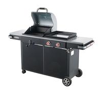 BRASERO - Barbecue Bi-Energy L Brasero - Barbecue Charbon 49 x 42 cm et Plancha à gaz 48 x 42 cm - 2 brûleurs gaz - 7,2 kW - Noir