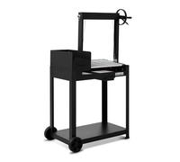 Barbecue à charbon Brasero Barbecue Charbon Bois Salamanca - Grilles acier chromé de 40,5 x 49 cm - Hauteur de grille ajustable - Sur chariot, Noir