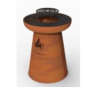 Brasero Barbecue Plancha, Foyer Extérieur à Bois avec plancha et Grille de Cuisson