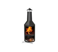 BBQ Collection Brasero 134 x 44,5 cm - Incinerateur de Jardin sur Pied - Decoration Jardin et Terrasse Exterieur - avec Cheminée - Rangement de Bois - Acier au Carbone