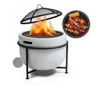 Braséro Blumfeldt Grail avec grill MGO & bac en acier et pare-étincelles - Gris clair