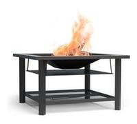 blumfeldt Merano Avanzato Brasero Exterieur - 3-en-1 Brasero, Barbecue & Table, Plateau en Terrazzo, Cadre en Acier Robuste, Pare-Étincelles, Grille & Tisonnier Inclus, Idéal pour Jardin & Terrasse