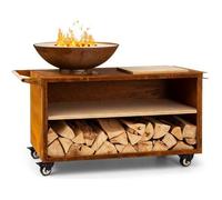 Braséro Savage 2.0 Wide avec planche à découper en bambou et protection contre les intempéries