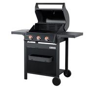 BRASERO - Barbecue SPRING II 3 Feux - Surface de cuisson mixte en Fonte émaillée - 1/2 plaque de cuisson - 1/2 grille de cuisson - 3 Brûleurs à gaz - Puissance de 9,45 kW - Jusqu'à 10 convives