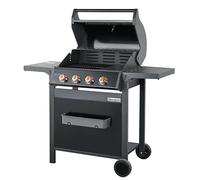 BRASERO BY FAVEX - Barbecue gaz Spring II 4 brûleurs - Surface mixte grille & plancha fonte - 12,6 kW - EASY CLEAN - Tablettes rabattables - Jusqu'à 12 convives - Noir