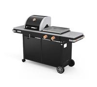 BRASERO BY FAVEX - Bi-Energy L - Plancha gaz et barbecue charbon - 2 x 3,6 kW - plaque inox 49 x 42 cm - grille 48 x 42 cm - réglage charbon par manivelle - 10 à 12 convives
