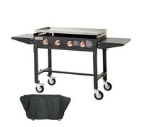 BRASERO BY FAVEX - Plancha gaz Carmen 4 feux - Grande surface - Jusqu'à 12 à 14 convives - Cuisson homogène - Housse incluse