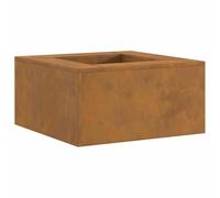 Brasero carré 60 x 60 x 30 cm en acier Corten - Brasero en acier métallique robuste pour jardin, terrasse ou camping - Durable et résistant aux intempéries