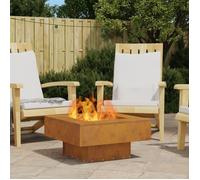 brasero carré 60x60x30 cm en acier corten