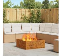 Brasero carré 80x80x30 cm en acier weathering