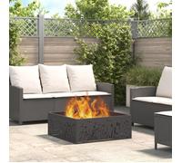 Brasero Carré Vidaxl Noir 80x80x30 Cm En Acier