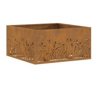 Brasero carré en acier - vidaXL - 60x60x30 cm - Marron - Résistant à la rouille - Résistant à la chaleur - Portable