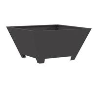 Brasero carré noir 60 x 60 x 30 cm en acier Corten | Résistant à la rouille, portable, utilisation extérieure, réchauffe flammes, style moderne