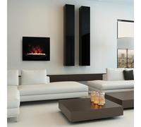 Klarstein Brasero - Cheminée Murale électrique, 1800 W,Chauffage électrique, 2 puissances, vitrocéramique, Illusion de Flamme, Choix de Couleur, Pierres décoratives, minuterie hebdomadaire, Noir