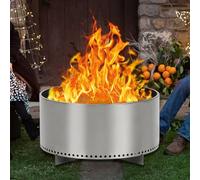 Brasero de 69 cm - Panier à feu sans fumée avec plaque de cendres amovible - En acier inoxydable - Avec poignées - Pour jardin, terrasse, soirées agréables