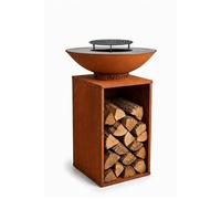 Braséro de cuisson Onyx Rusty 60 - Kit - Acier Corten - Rond - Marron - avec Housse et Grille
