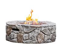 Braséro De Jardin À Gaz Chauffage Extérieur Effet Pierre Foyer 71 Cm Housse De Protection Roches De Lave Teamson Home Hf09501aa-Eu