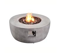 Braséro de Jardin à gaz Chauffage extérieur oxyde de magnésium Housse de Protection Pierres de Lave Gris Teamson Home HF36501AA-EU