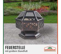 Brasero de jardin en acier rond 70x60,5x62,5cm noir-bronze pour barbecue et feu de bois extérieur