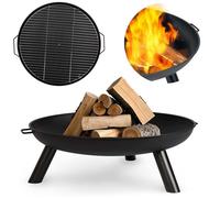 Berdsen Brasero d'extérieur avec Grille - 60 cm - en Acier Inoxydable revêtu par pulvérisation - Noir