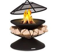 Blumfeldt Brasero Exterieur pour Le Jardin et Terrasse, Portable, Couvercle Pare-Etincelles, Bol en Acier, BBQ Circulaire avec Foyer Camping, Brûleur à Bois Résistant aux Intempéries
