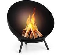 Braséro de jardin - blumfeldt Fireball - Foyer de terrasse - Grille barbecue Ø66cm - Braséro 2 en 1 - Inclinable - Acier noir Noir G