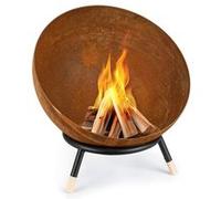 Braséro de jardin - blumfeldt Fireball Rust Bois - Foyer de terrasse - Ø66cm - Barbecue inclinable - Charbon ou bois - Acier effet rouille Cuivre G